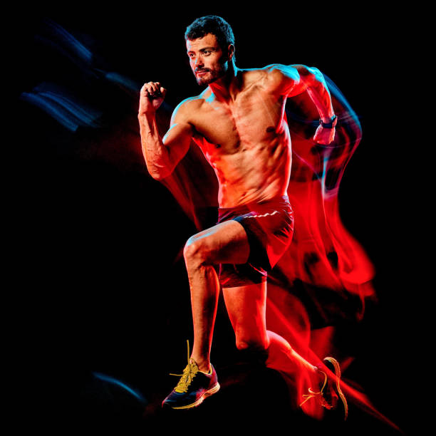 istock topless muscular man runner. running jogger jogging isolated black background 1204074199