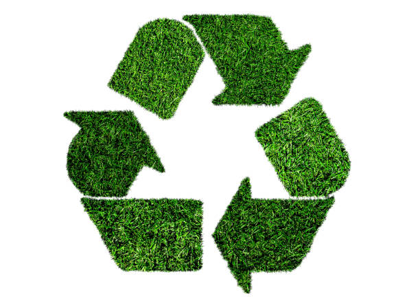 lush green grass recycling symbol, sustainability concept