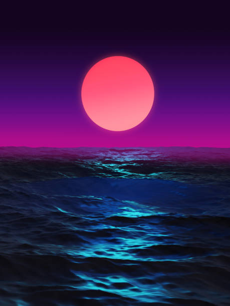 istock Futuristic Sci-Fi Low poly landscape ocean With copy Space For Text ,3D  Illustration 1204082067