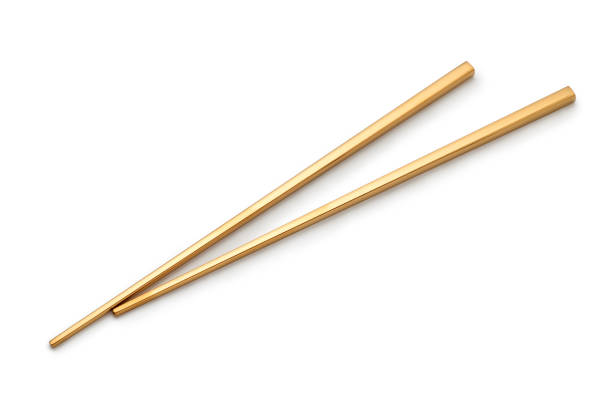 golden chopsticks - hashis imagens e fotografias de stock