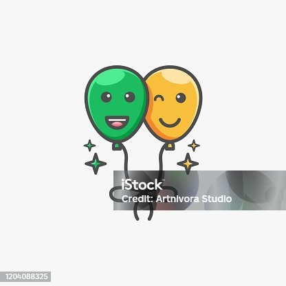 istock Vector Illustration Balloon Smile Simple Mascot. 1204088325