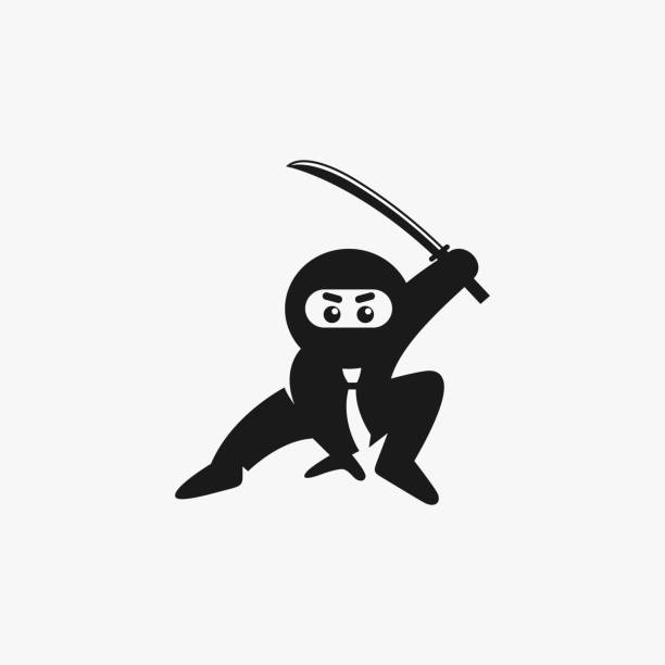 ilustrações de stock, clip art, desenhos animados e ícones de vector illustration ninja business silhouette style. - ninja