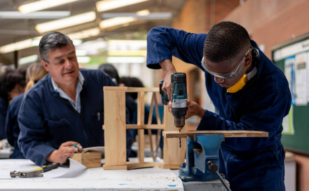 istock Design student making a piece of furniture in class 1204089500