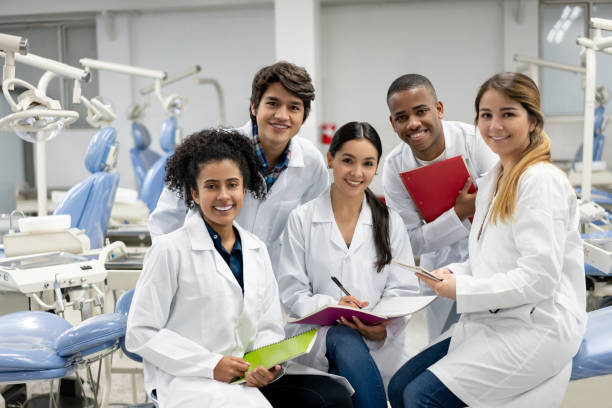 istock Happy group of students in dental school 1204089518