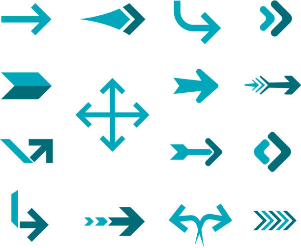 square arrows arrows design element icon symbol set arrow infographics stock illustrations