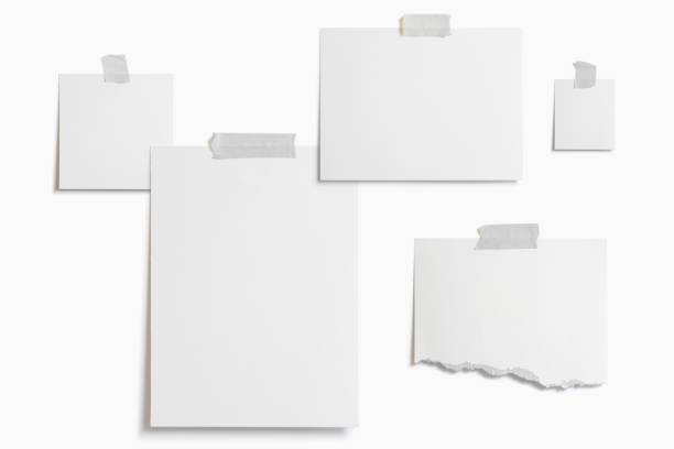 istock Moodboard template composition with blank photo cards, torn paper, square frame glued with adhesive tape and isolated on  white as template for graphic designers presentations, portfolios etc. 1204094184