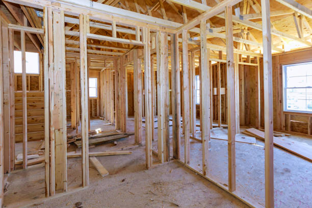 istock Interior framing beam of new house under construction home framing 1204094976