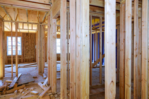 istock Framing beam of new house under construction home framing 1204094981