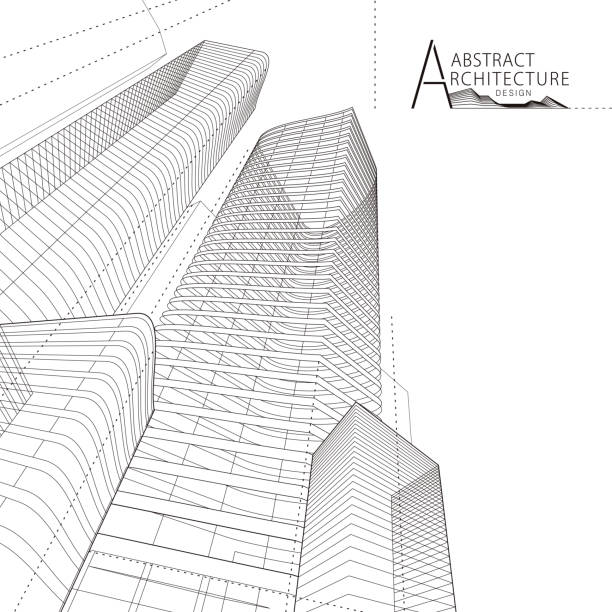 3d 삽화, 추상건축, 건물, 건물, 건물, 건물, 그림 - skyscraper stock illustrations