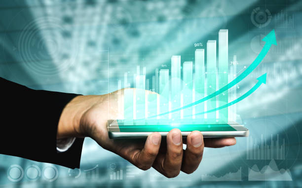 istock Double Exposure Image of Business Profit Growth 1204099532