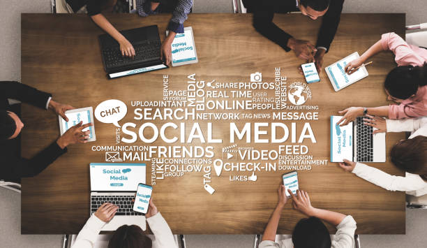 istock Social media and people network technology concept 1204099586