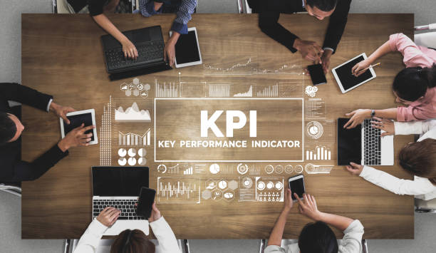 KPI Key Performance Indicator for Business Concept KPI Key Performance Indicator for Business Concept - Modern graphic interface showing symbols of job target evaluation and analytical numbers for marketing KPI management. instrument of measurement photos stock pictures, royalty-free photos & images