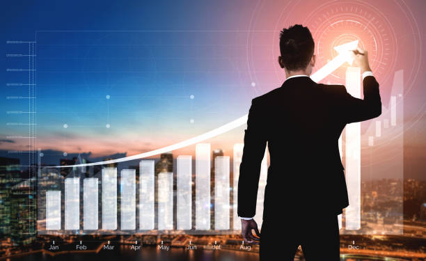 istock Double Exposure Image of Business Profit Growth 1204099759