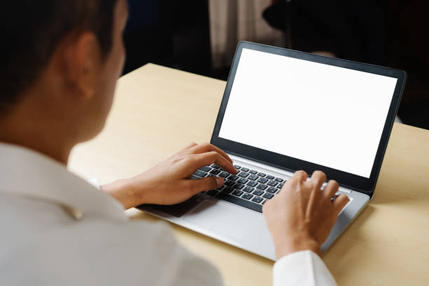 istock Business person worker uses a laptop computer. 1204101693