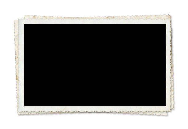 blank old picture frame (clipping path) textured isolated on white background - obsolete old fashioned retro revival 20th century style imagens e fotografias de stock
