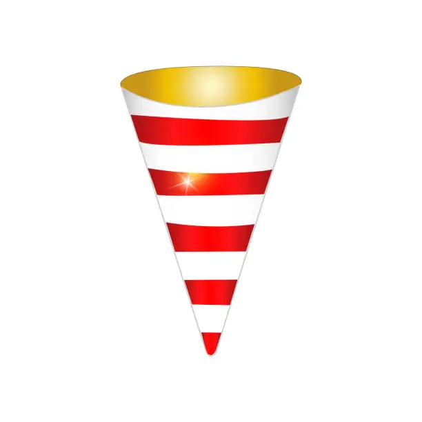 Vector illustration of Confetti horn flat line colored icon.