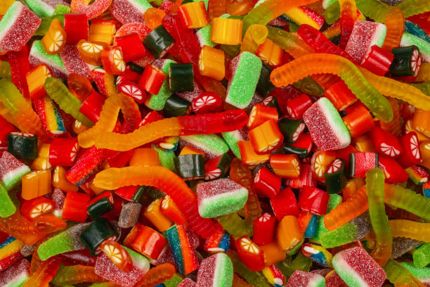istock Assorted gummy candies. Top view. Jelly  sweets background. 1204119359