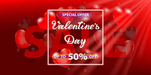 istock Valentines day. Sale background with balloons heart. Vector illustration. Flyers, posters and banners. 1204120165