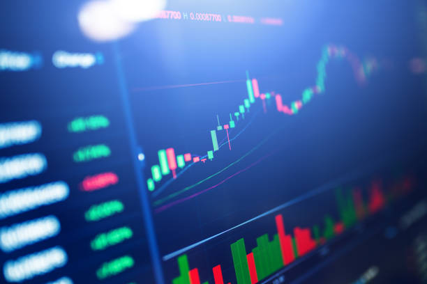 istock Financial charts at digital display 1204122379