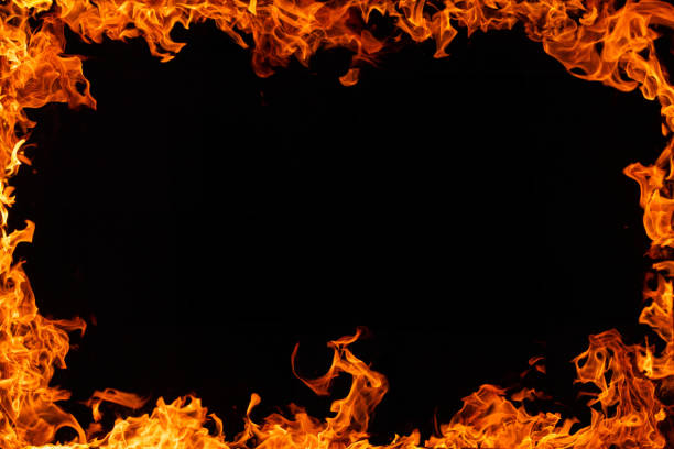 istock Frame made by blazing flame isolated on black background 1204123207
