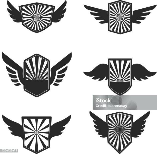 Emblem Sign Set Of Emblems With Wings Design Element For Label Emblem Sign Badge ...