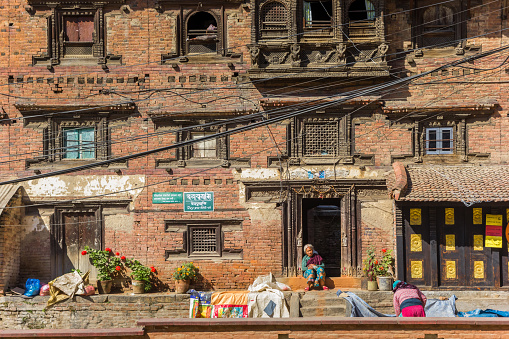 Facade of the former palace in Kirtipur, Nepal