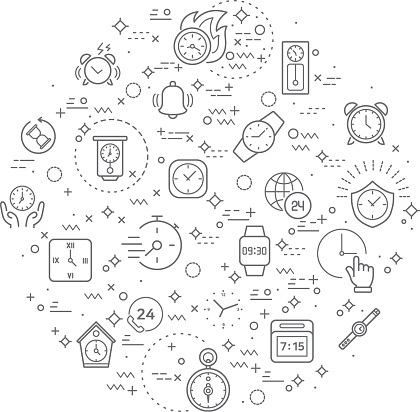 Simple Set Of Time And Clock Related Vector Line Illustration Stock ...