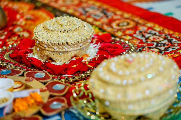 istock Indian wedding ceremony : Turmeric paste in bowl for haldi ceremony 1204129993