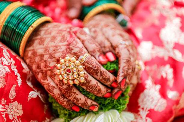 istock indian bridal hand with mehandi design 1204132399