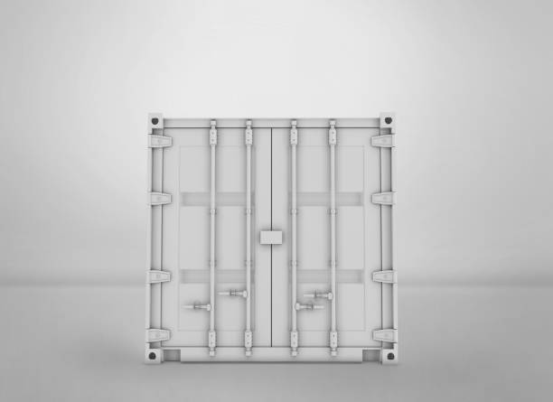 istock White Shipping Container, blank cargo container 3D Rednering isolated on Light Gray Background 1204134125