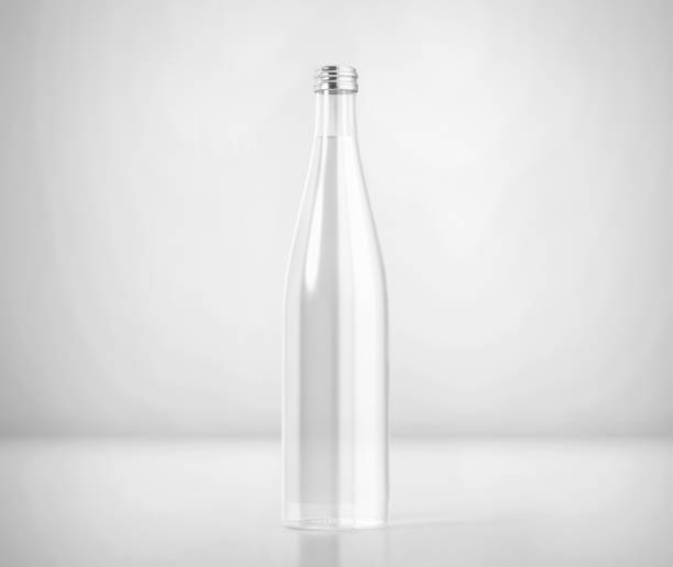 istock Glass Water Bottle Mockup, 3d Rendering isolated on Light Gray Background 1204134166