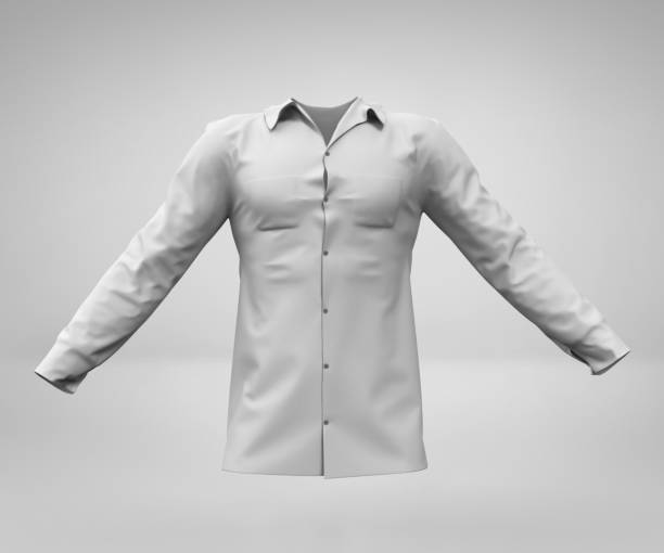 istock White shirt mockup, blank long sleeved clothing 3d rendering isolated on light gray background 1204134355