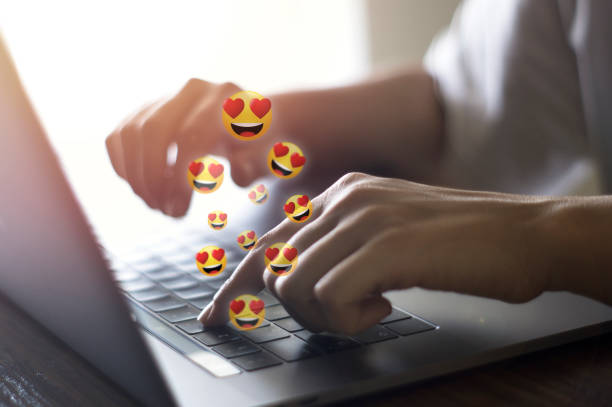 Send love with laptop, computer stock photo