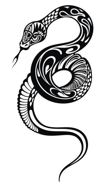 Snake silhouette tattoo Snake silhouette illustration. Vector tattoo design. venom symbol stock illustrations