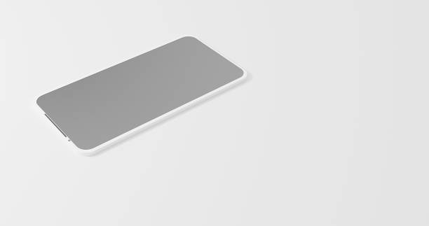 istock 3D rendering of illustration hand holding the white smartphone with full screen on isolate background. Creative Modern mock up frame less design object.Concept of modern smartphone minimalist space. 1204145189