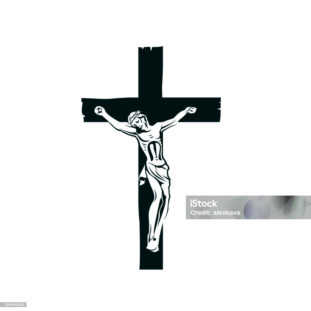 crocifissione di Gesù sulla croce - arte vettoriale royalty-free di Crocifisso