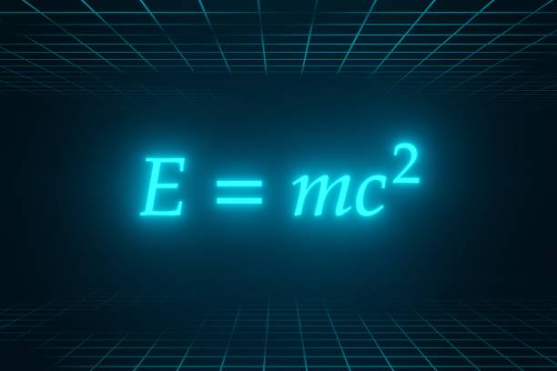 fórmula de e - mc 2 (einstein) en el espacio cibernético con la red - mc2 fotografías e imágenes de stock