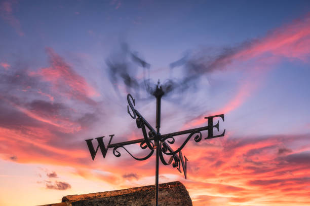 istock Weather vane spinning in strong wind 1204147413