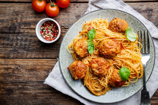 istock Plate of spaghetti with meatballs 1204149527