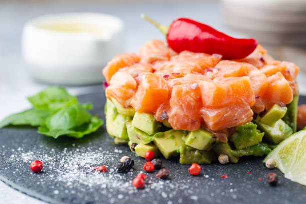 istock Salmon salad, tartare 1204150252