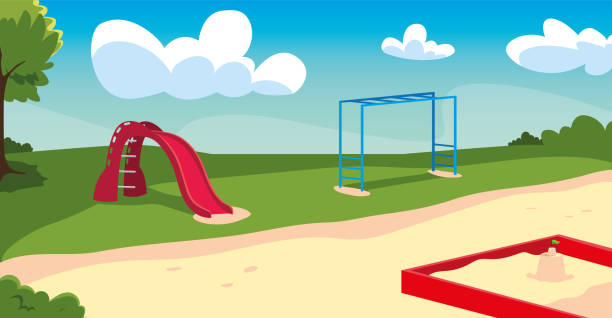 Outdoor Playground With Games For Children Stock Illustration - Download  Image Now - Playground, Backgrounds, Natural Parkland - iStock