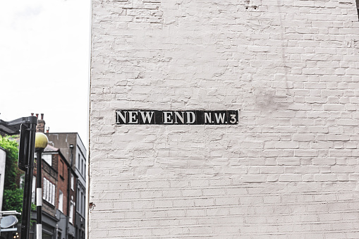New End street name sign near Hapstead Heath, London Borough of Camden, Hampstead, London, UK
