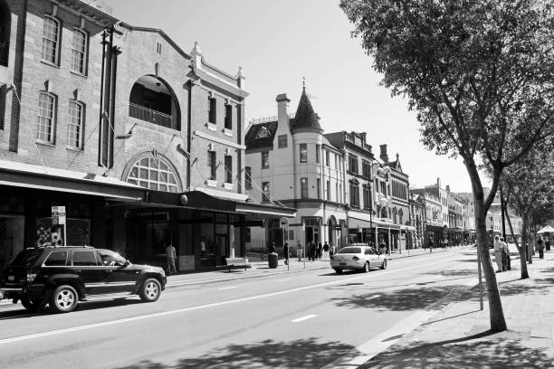 Downtown old city in black and white color
