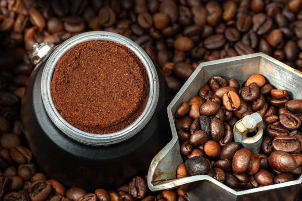 istock Italian Coffee Maker with Ground Coffee in the Filter 1204152828