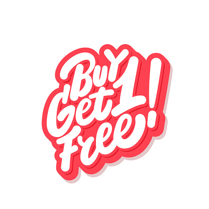 Buy one get one free. Vector hand drawn illustration.