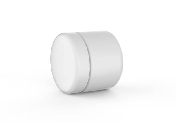 istock White blank glossy cosmetic plastic jar mock up template on isolated white background, cosmetic container for body cream, gel, butter, bath salt, skin care, powder. 3D illustration 1204153968