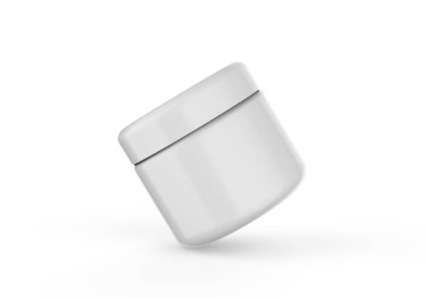 istock White blank glossy cosmetic plastic jar mock up template on isolated white background, cosmetic container for body cream, gel, butter, bath salt, skin care, powder. 3D illustration 1204154095