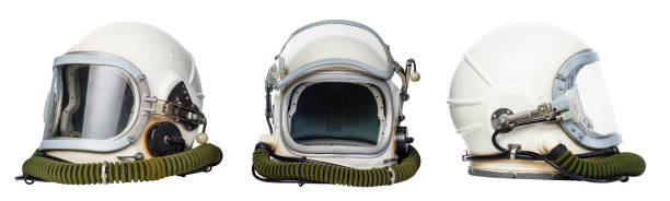 istock Set of vintage space helmets 1204154501