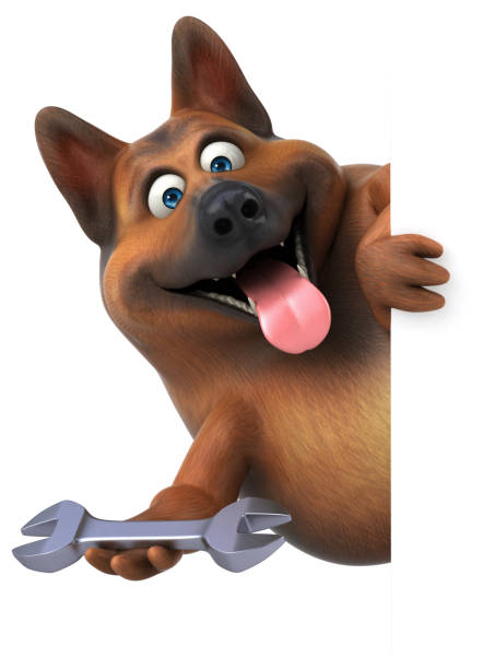 istock Fun german shepherd dog - 3D Illustration 1204158356