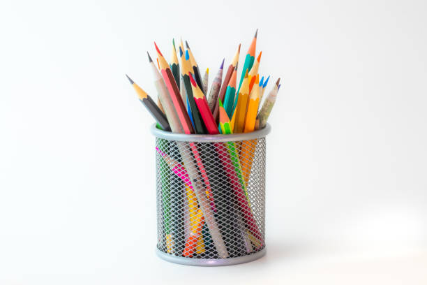 istock Colour pencils set in stand isolated on white background 1204159200